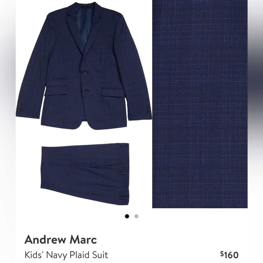 Andrew Marc kids suit size 8 skinny fit tuxedo suit set